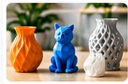 色と形の異なる3Dプリント作品